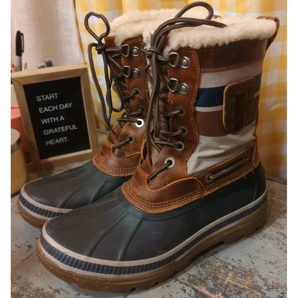 Men's Sperry Top-Sider Ice Bay Tall Duck Winter Boot Shoes‎ Shearling Lined